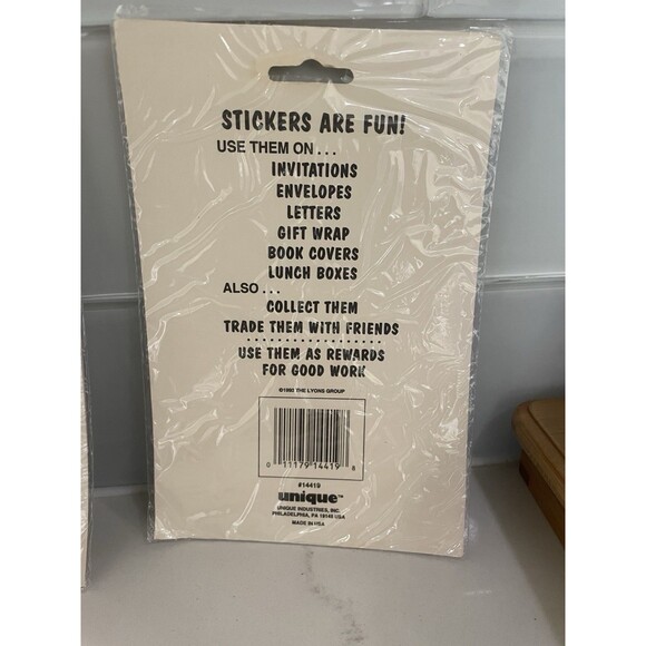 90s Barney Puffy Stickers 5 VTG Lyons Purple Dinosaur Party Favors 2 Packs NEW - Picture 7 of 8